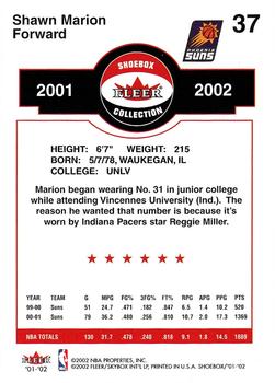 2001-02 Fleer Shoebox #37 Shawn Marion Back