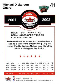 2001-02 Fleer Shoebox #41 Michael Dickerson Back