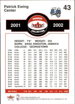 2001-02 Fleer Shoebox #43 Patrick Ewing Back