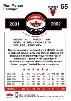 2001-02 Fleer Shoebox #65 Ron Mercer Back