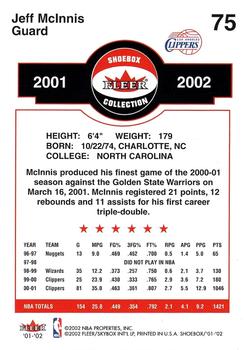 2001-02 Fleer Shoebox #75 Jeff McInnis Back
