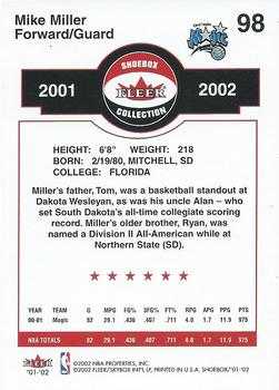 2001-02 Fleer Shoebox #98 Mike Miller Back
