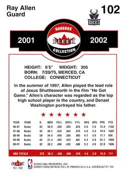 2001-02 Fleer Shoebox #102 Ray Allen Back