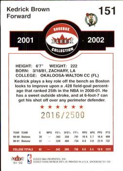 2001-02 Fleer Shoebox #151 Kedrick Brown Back