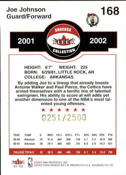 2001-02 Fleer Shoebox #168 Joe Johnson Back
