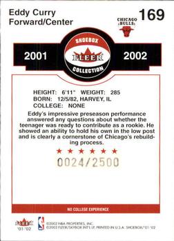 2001-02 Fleer Shoebox #169 Eddy Curry Back
