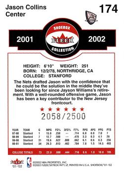 2001-02 Fleer Shoebox #174 Jason Collins Back