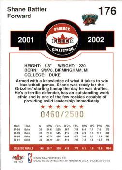 2001-02 Fleer Shoebox #176 Shane Battier Back