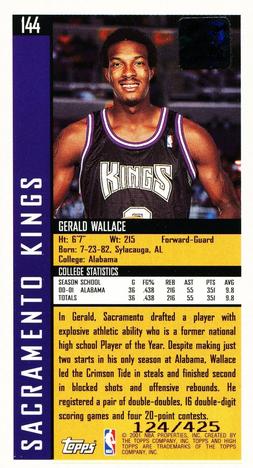 2001-02 Topps High Topps #144 Gerald Wallace Back
