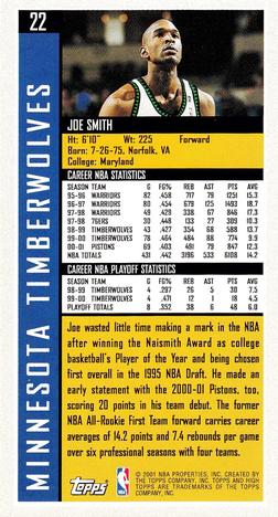 2001-02 Topps High Topps #22 Joe Smith Back