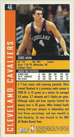 2001-02 Topps High Topps #46 Chris Mihm Back
