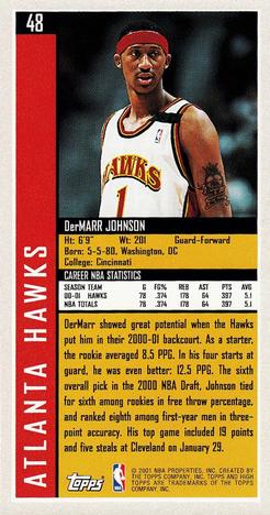 2001-02 Topps High Topps #48 DerMarr Johnson Back