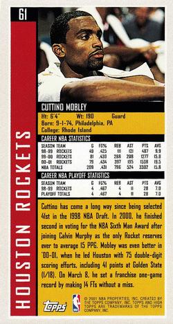 2001-02 Topps High Topps #61 Cuttino Mobley Back