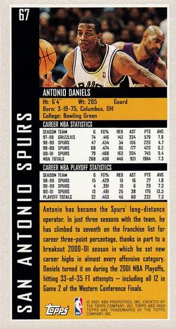 2001-02 Topps High Topps #67 Antonio Daniels Back