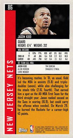 2001-02 Topps High Topps #86 Jason Kidd Back