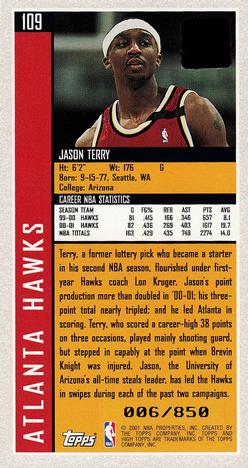 2001-02 Topps High Topps #109 Jason Terry Back
