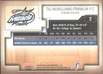 2002 Fleer Authentix WNBA #2 Taj McWilliams-Franklin Back