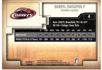 2002 Fleer Authentix WNBA #4 Sheryl Swoopes Back