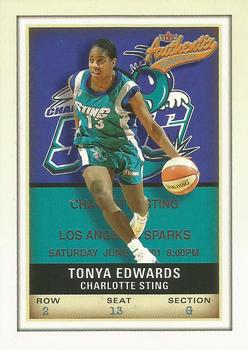 2002 Fleer Authentix WNBA #7 Tonya Edwards Front