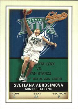 2002 Fleer Authentix WNBA #8 Svetlana Abrosimova Front