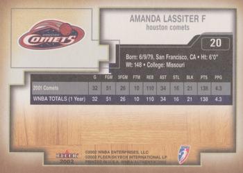 2002 Fleer Authentix WNBA #20 Amanda Lassiter Back