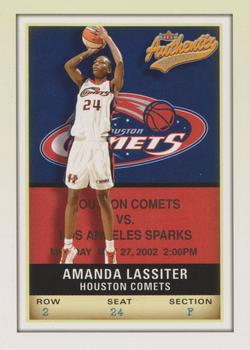 2002 Fleer Authentix WNBA #20 Amanda Lassiter Front