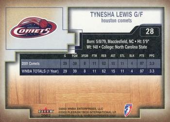 2002 Fleer Authentix WNBA #28 Tynesha Lewis Back