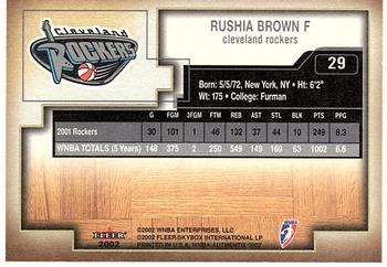 2002 Fleer Authentix WNBA #29 Rushia Brown Back