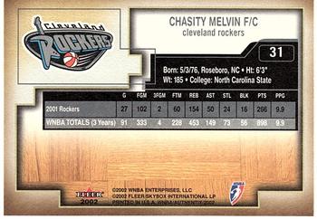 2002 Fleer Authentix WNBA #31 Chasity Melvin Back
