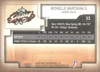 2002 Fleer Authentix WNBA #33 Michelle Marciniak Back