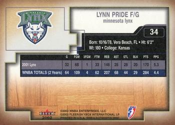 2002 Fleer Authentix WNBA #34 Lynn Pride Back