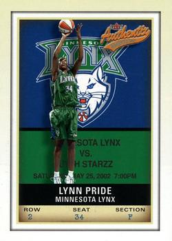 2002 Fleer Authentix WNBA #34 Lynn Pride Front