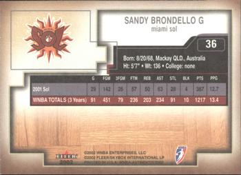 2002 Fleer Authentix WNBA #36 Sandy Brondello Back