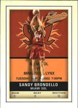2002 Fleer Authentix WNBA #36 Sandy Brondello Front