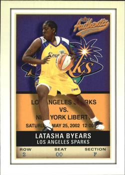 2002 Fleer Authentix WNBA #47 Latasha Byears Front