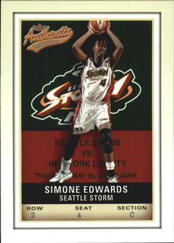 2002 Fleer Authentix WNBA #54 Simone Edwards Front