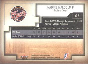 2002 Fleer Authentix WNBA #62 Nadine Malcolm Back