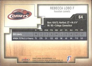 2002 Fleer Authentix WNBA #64 Rebecca Lobo Back