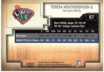 2002 Fleer Authentix WNBA #67 Teresa Weatherspoon Back
