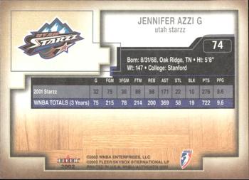 2002 Fleer Authentix WNBA #74 Jennifer Azzi Back