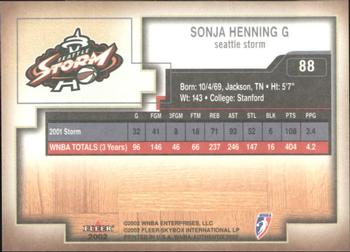 2002 Fleer Authentix WNBA #88 Sonja Henning Back