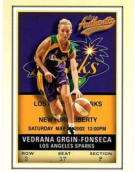 2002 Fleer Authentix WNBA #89 Vedrana Grgin Front