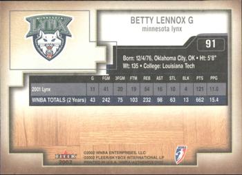 2002 Fleer Authentix WNBA #91 Betty Lennox Back