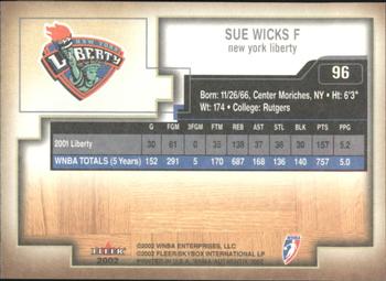 2002 Fleer Authentix WNBA #96 Sue Wicks Back