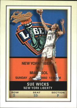 2002 Fleer Authentix WNBA #96 Sue Wicks Front