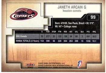 2002 Fleer Authentix WNBA #99 Janeth Arcain Back