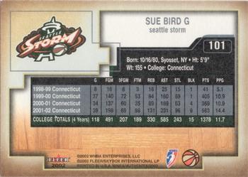 2002 Fleer Authentix WNBA #101 Sue Bird Back