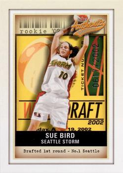 2002 Fleer Authentix WNBA #101 Sue Bird Front