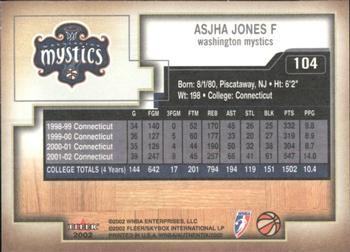 2002 Fleer Authentix WNBA #104 Asjha Jones Back