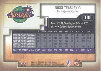 2002 Fleer Authentix WNBA #105 Nikki Teasley Back